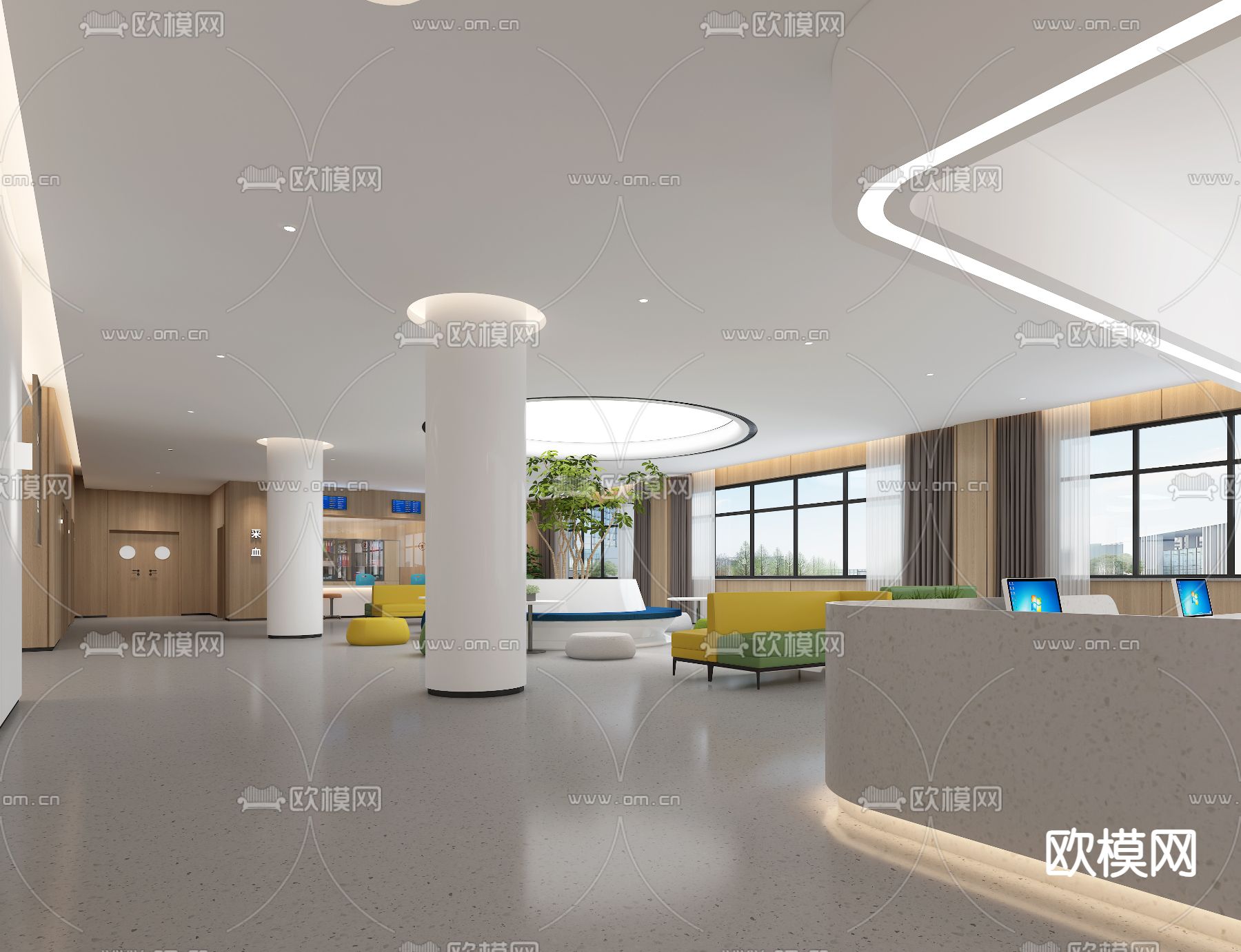 医院 护士站3d模型下载（渲染图2）