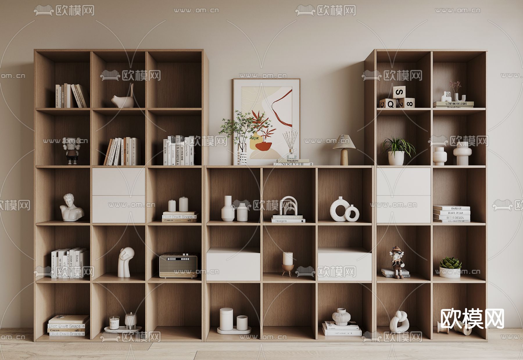 北欧书柜su模型下载（渲染图1）