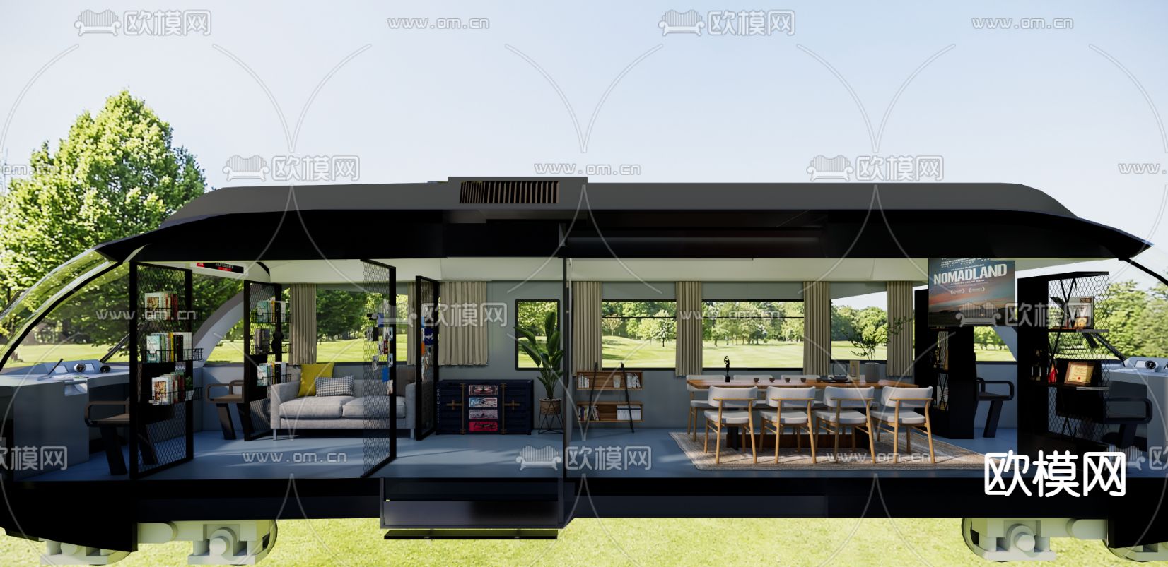 现代茶楼 茶室su模型下载（渲染图2）