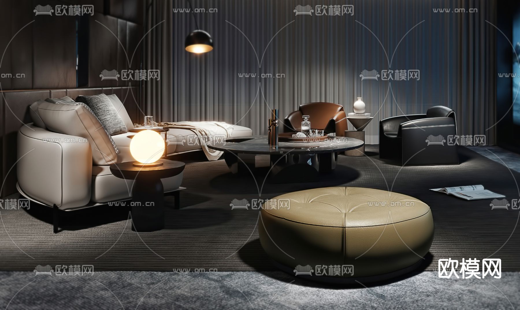 视听室 影音室 家庭影院3d模型下载（渲染图2）