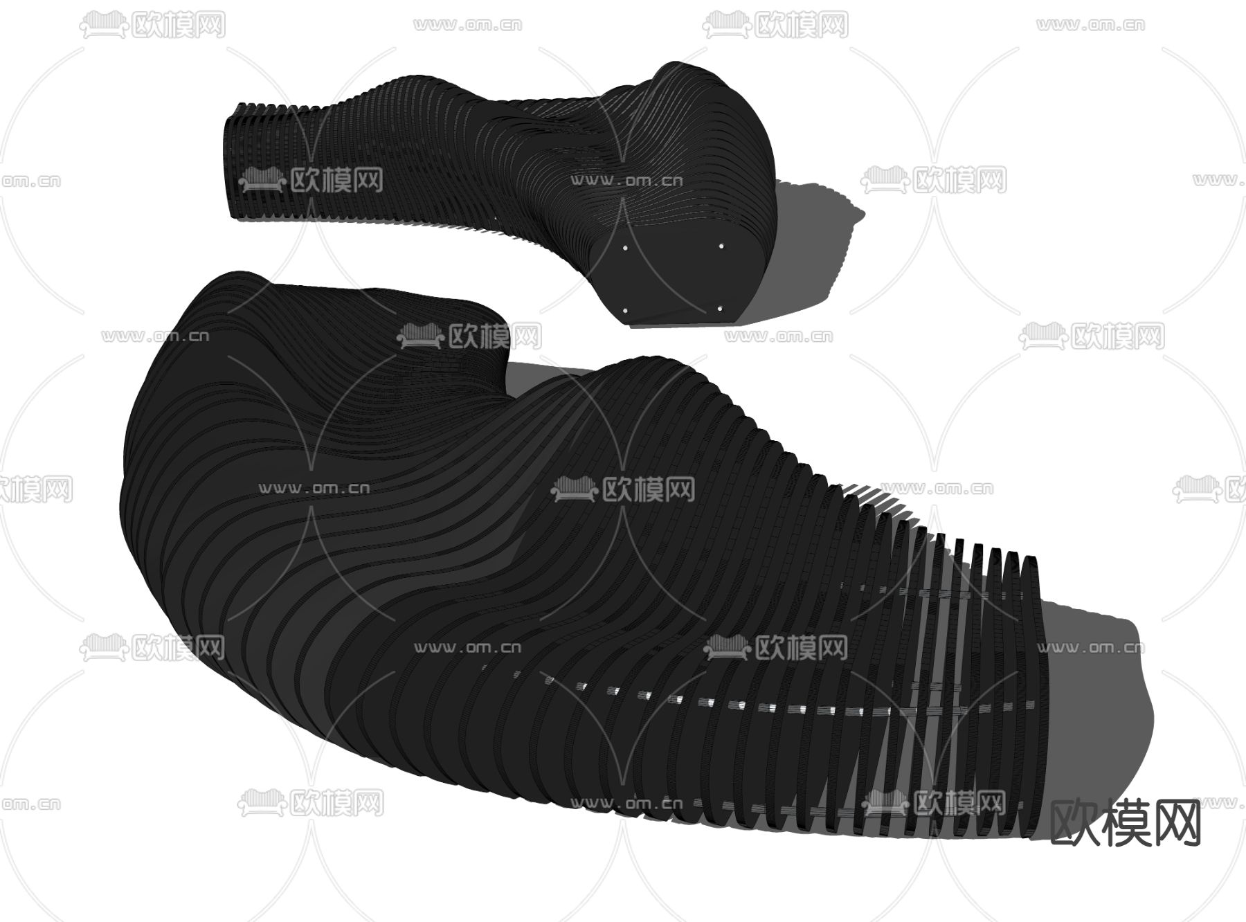景观座椅 异形长椅su模型下载（渲染图2）