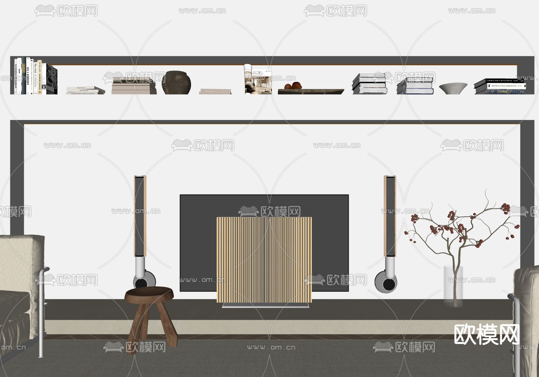 电视机 音响su模型下载（渲染图2）