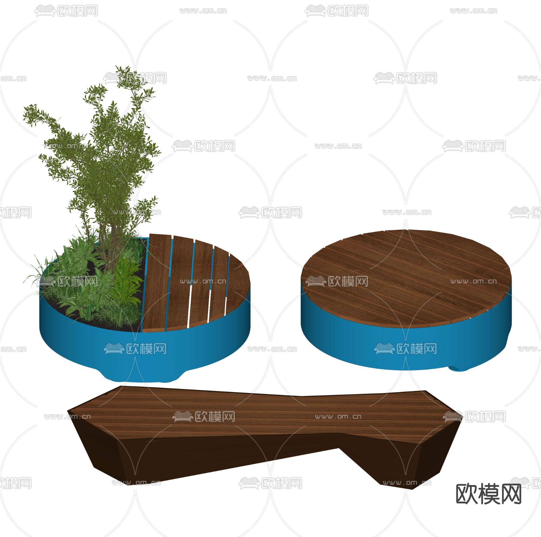 户外椅 树池椅 公园椅su模型下载（渲染图2）