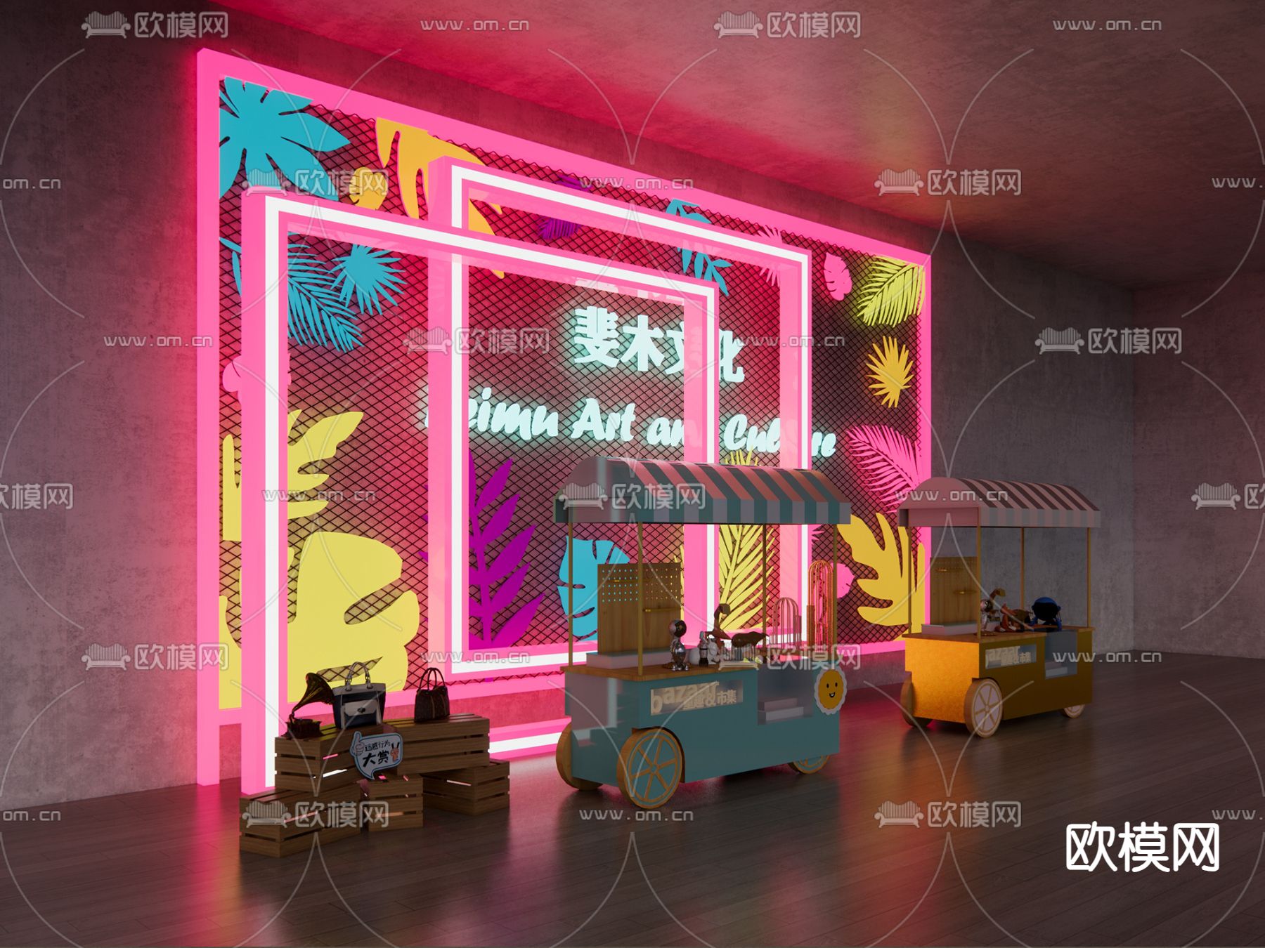 售卖摊位 文创市集 夜市摊位su模型