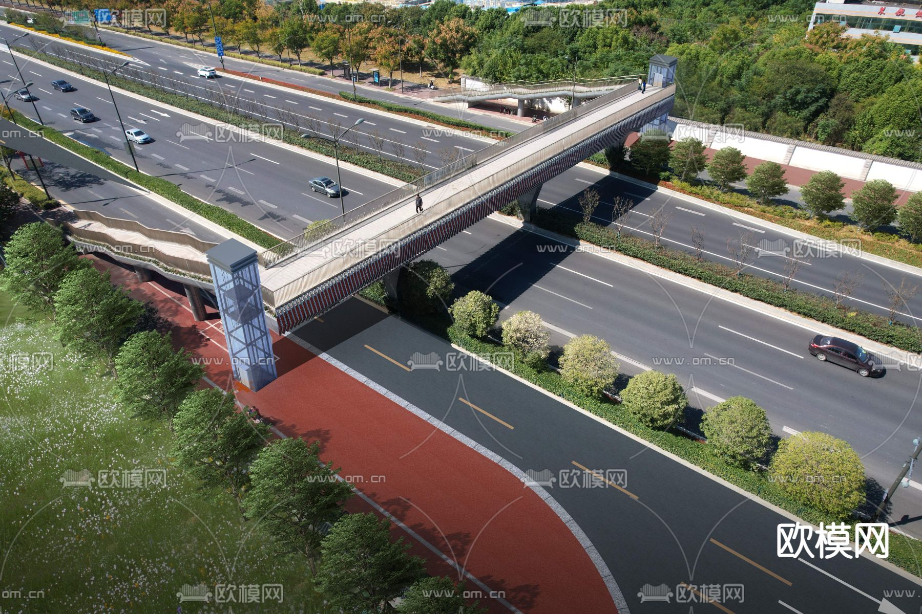 人行天桥 城市道路psd下载