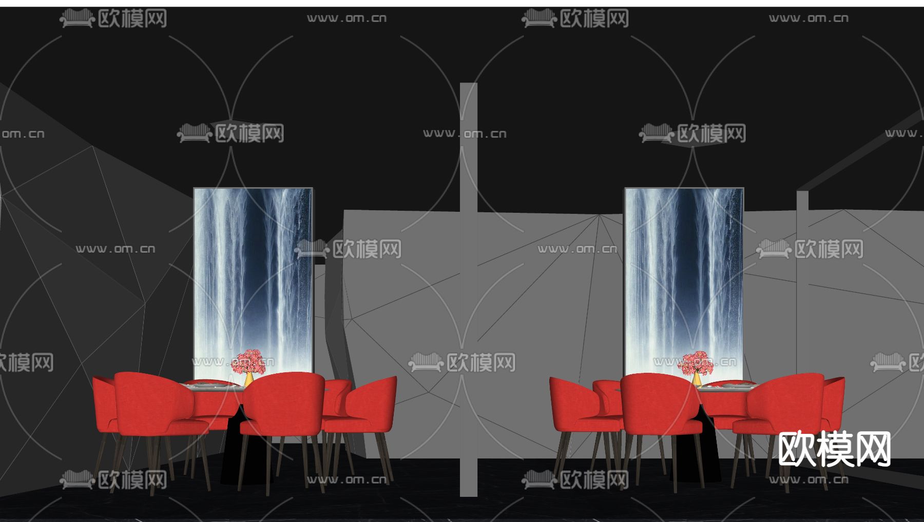 现代餐厅 包房su模型下载（渲染图2）