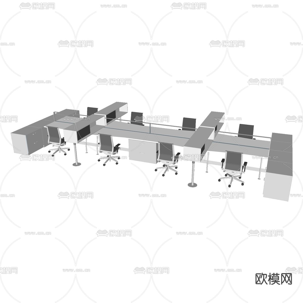 屏风卡位su模型下载（渲染图2）