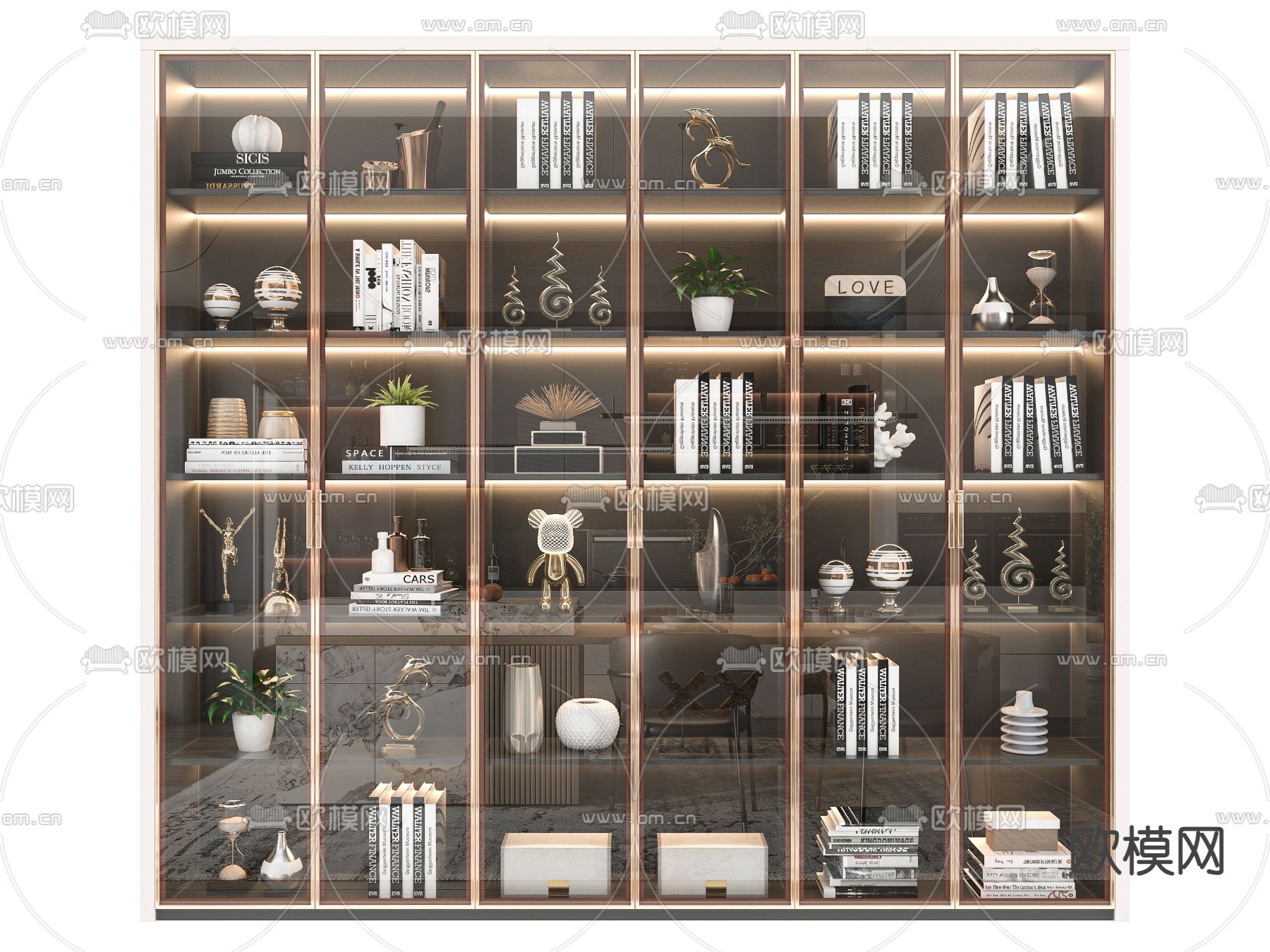 现代书柜su模型下载（渲染图1）