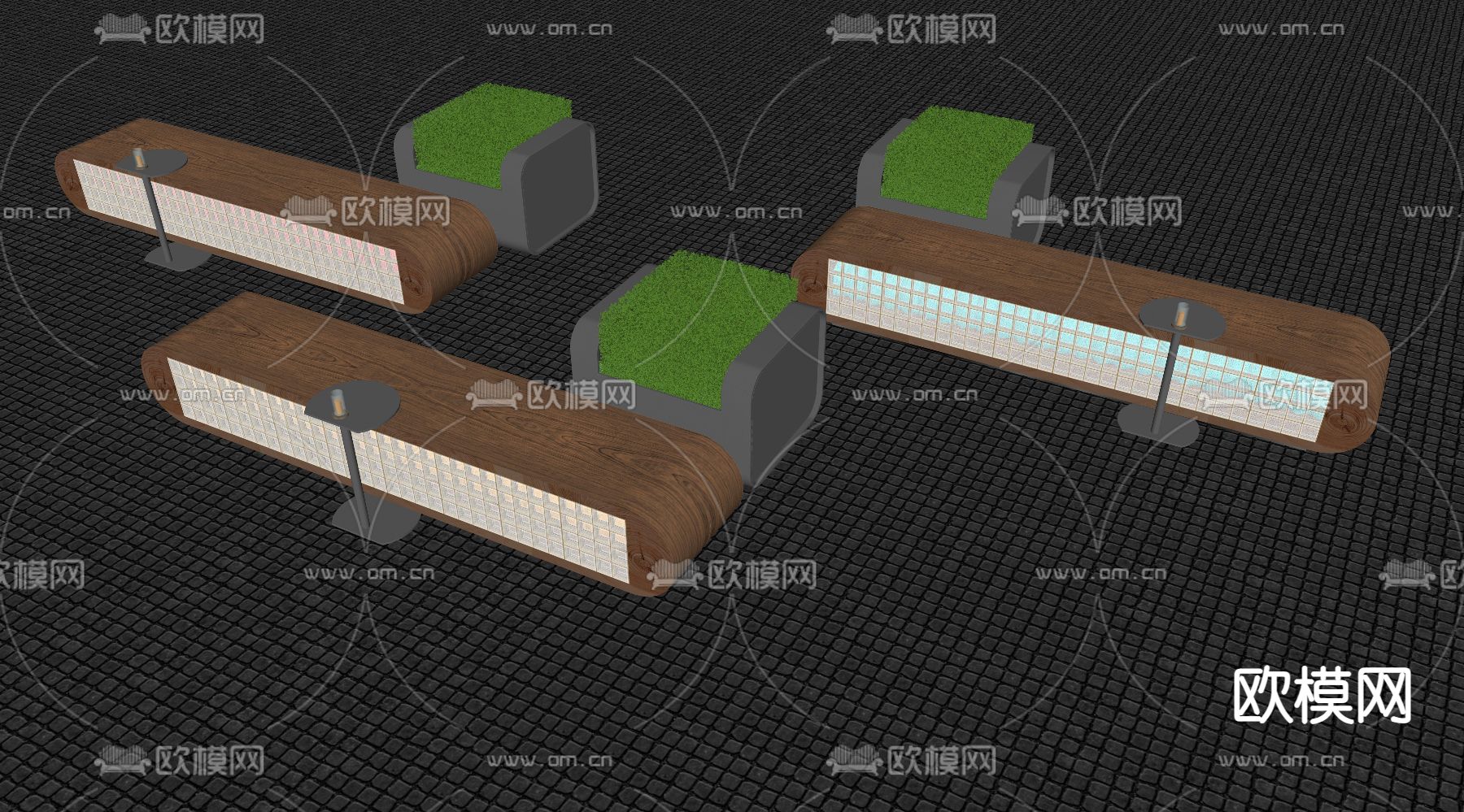 景观座椅 户外座椅 公园椅su模型下载（渲染图2）