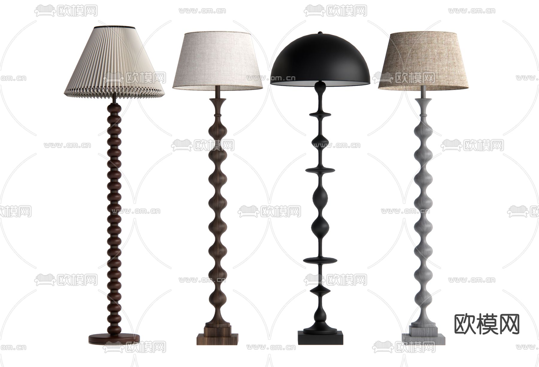 中古风落地灯su模型下载（渲染图1）