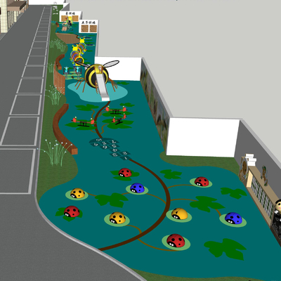  现代儿童乐园su模型 