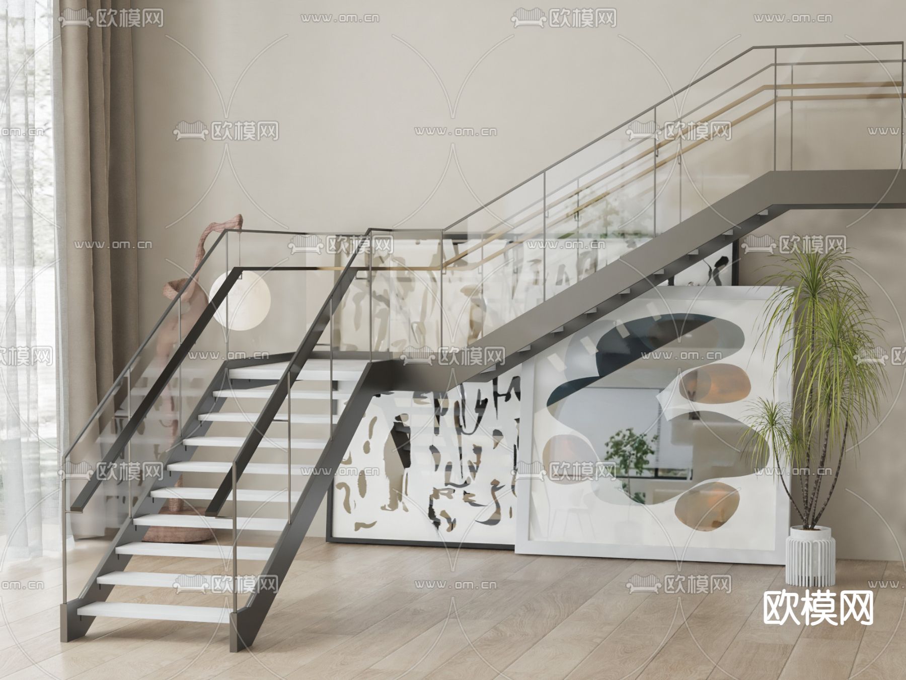 玻璃楼梯3d模型下载