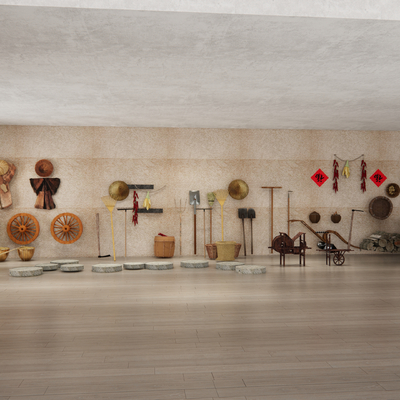 中式农具小品 农耕文化小品su模型