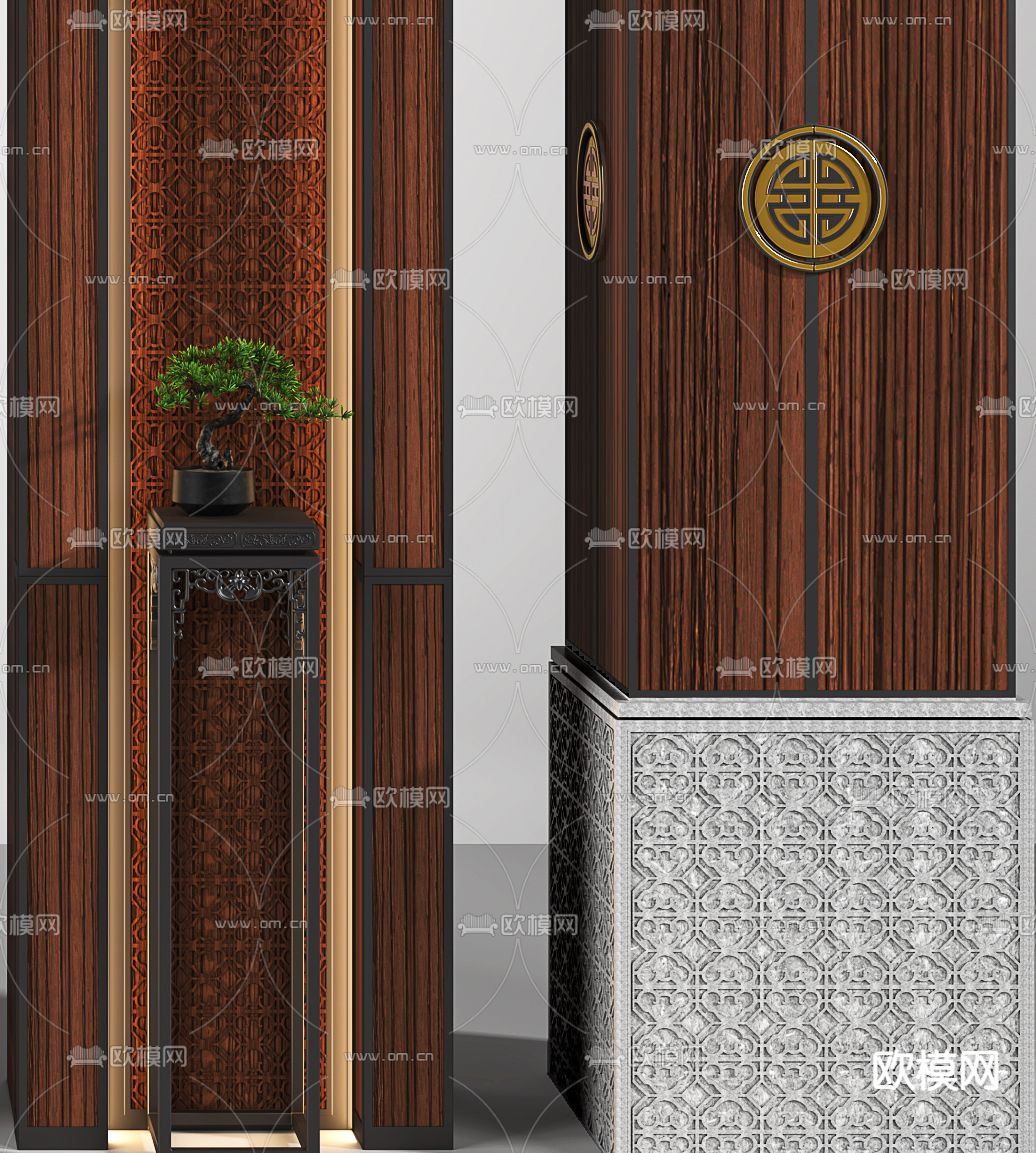 中式柱子 造型柱3d模型下载（渲染图3）