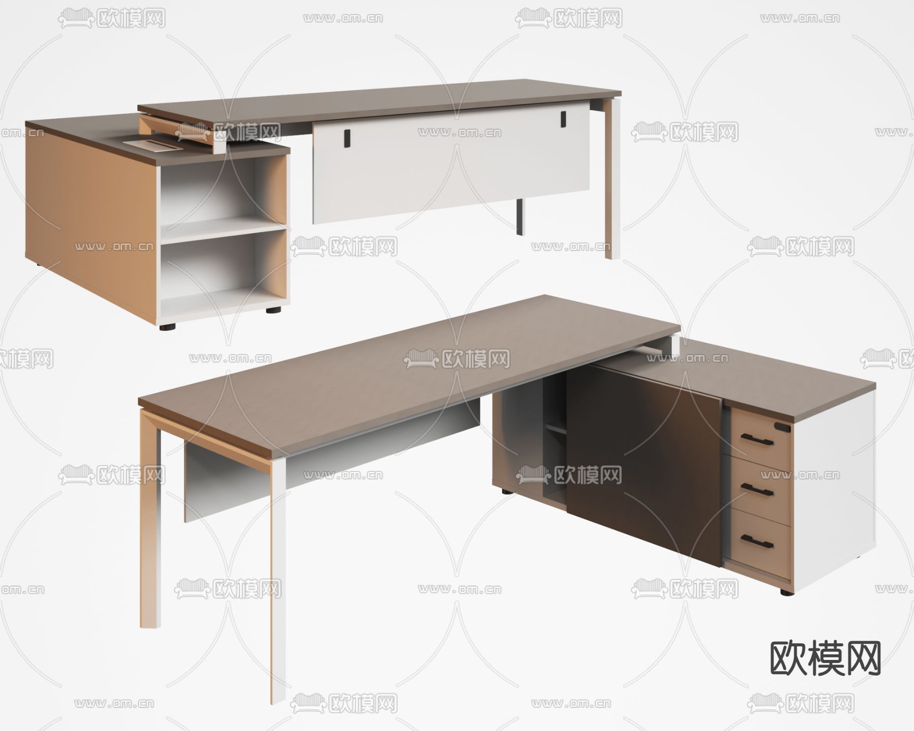 班台桌 大班台3d模型下载