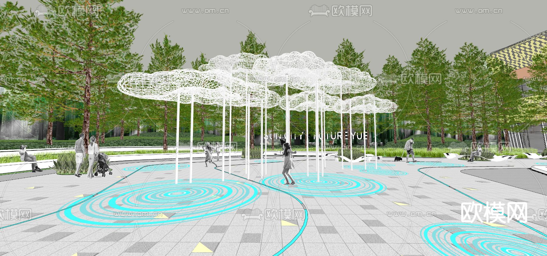 商业广场 艺术雕塑su模型