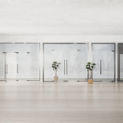 现代双开门 玻璃门su模型