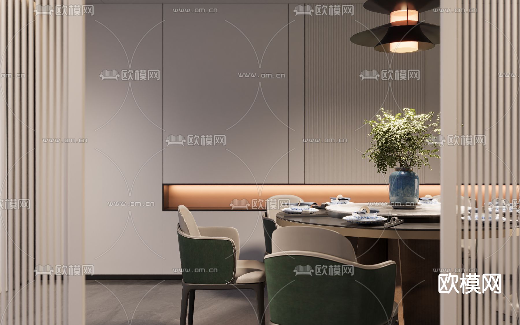 现代餐厅 包房su模型下载（渲染图4）