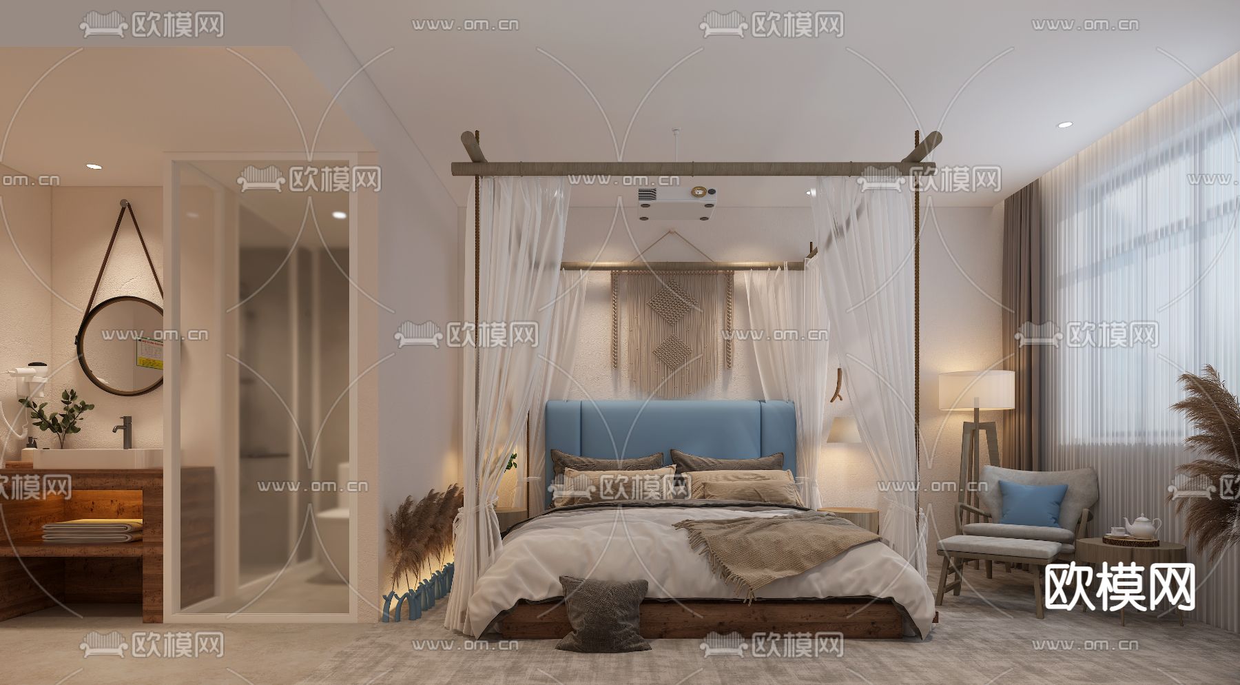 侘寂民宿 客房3d模型下载