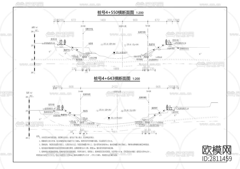 河灘cad施工圖下載(渲染圖4)
