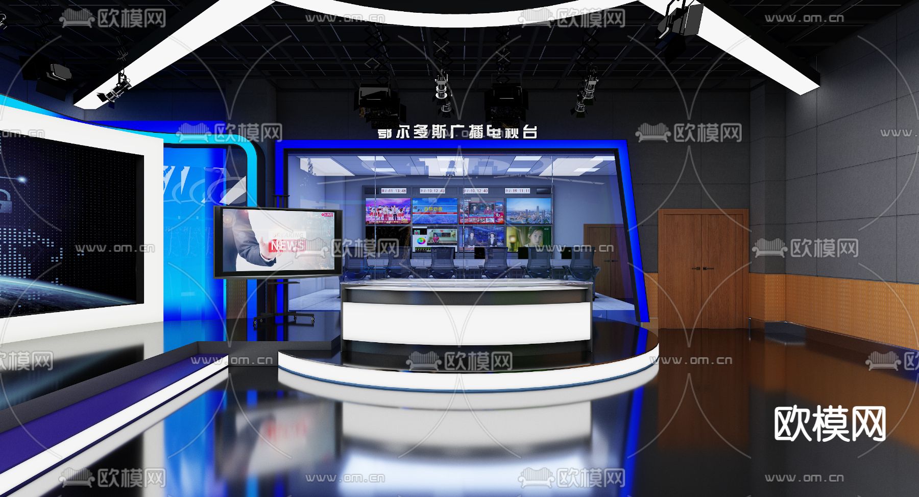 新闻演播室 电视台3d模型下载（渲染图1）