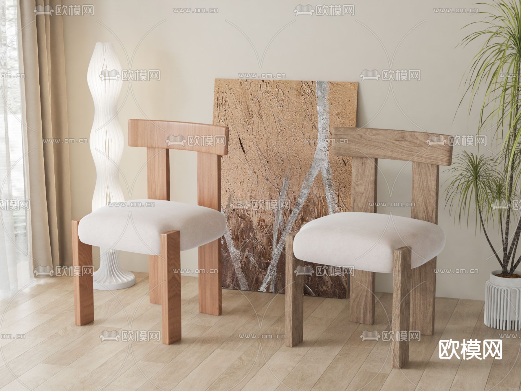 侘寂椅子 餐椅3d模型下载