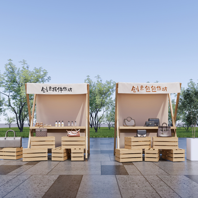 售卖摊位 集市摊位su模型