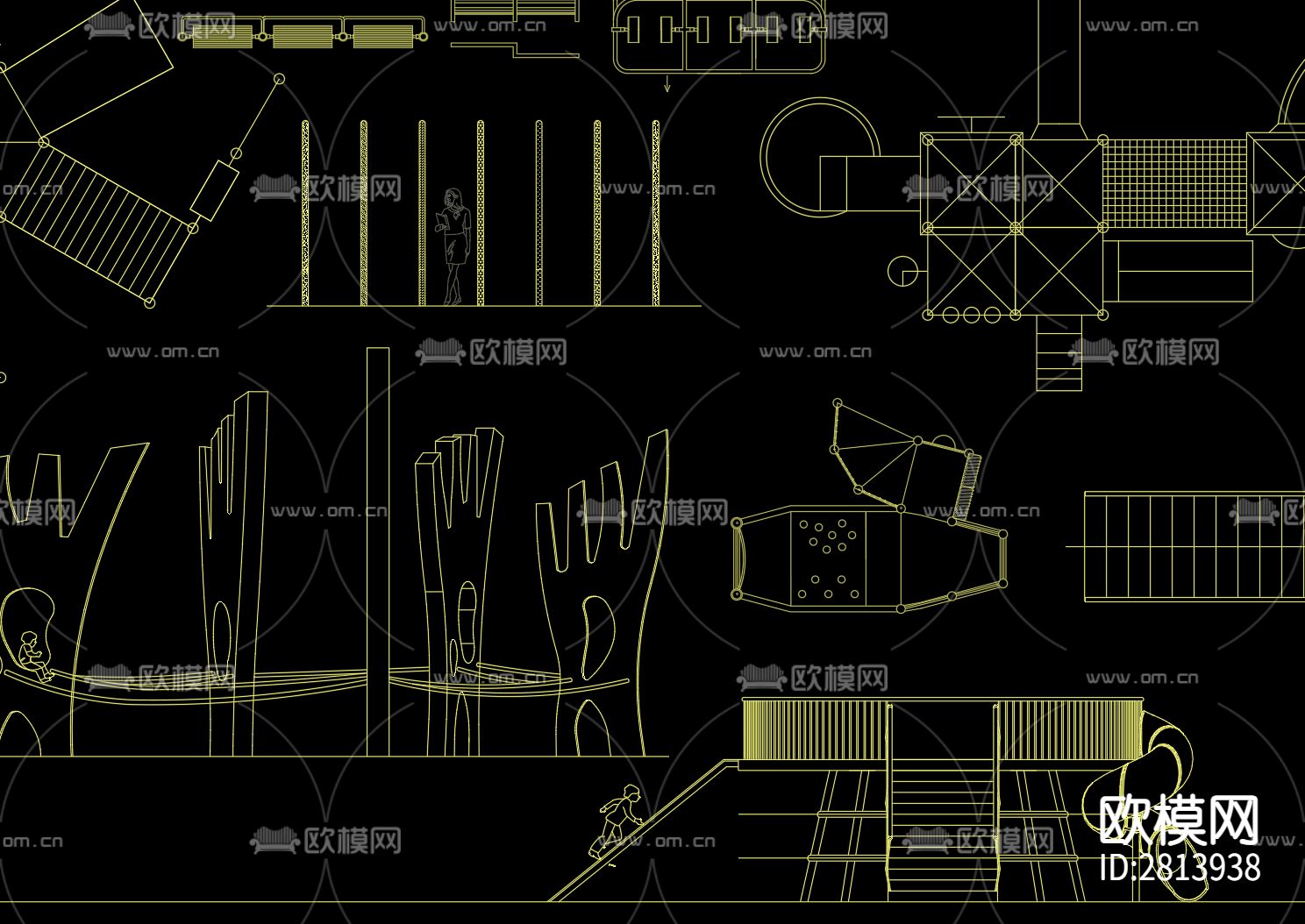 园林景观庭院cad图库下载（渲染图3）
