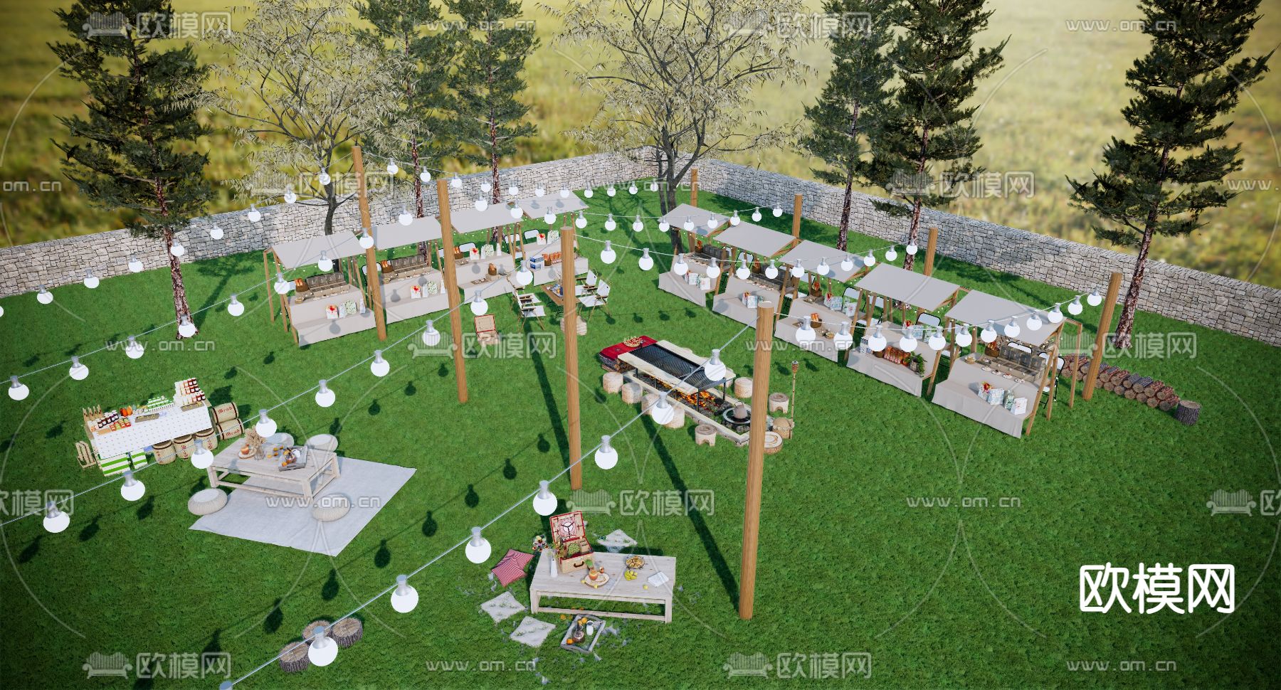 现代商业街su模型