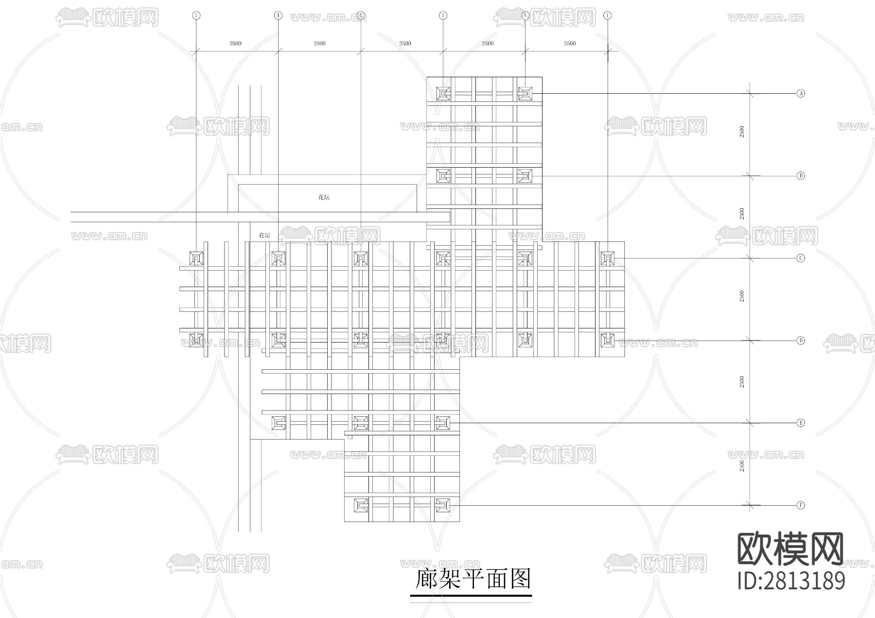 不规则廊架cad大详图下载（渲染图1）