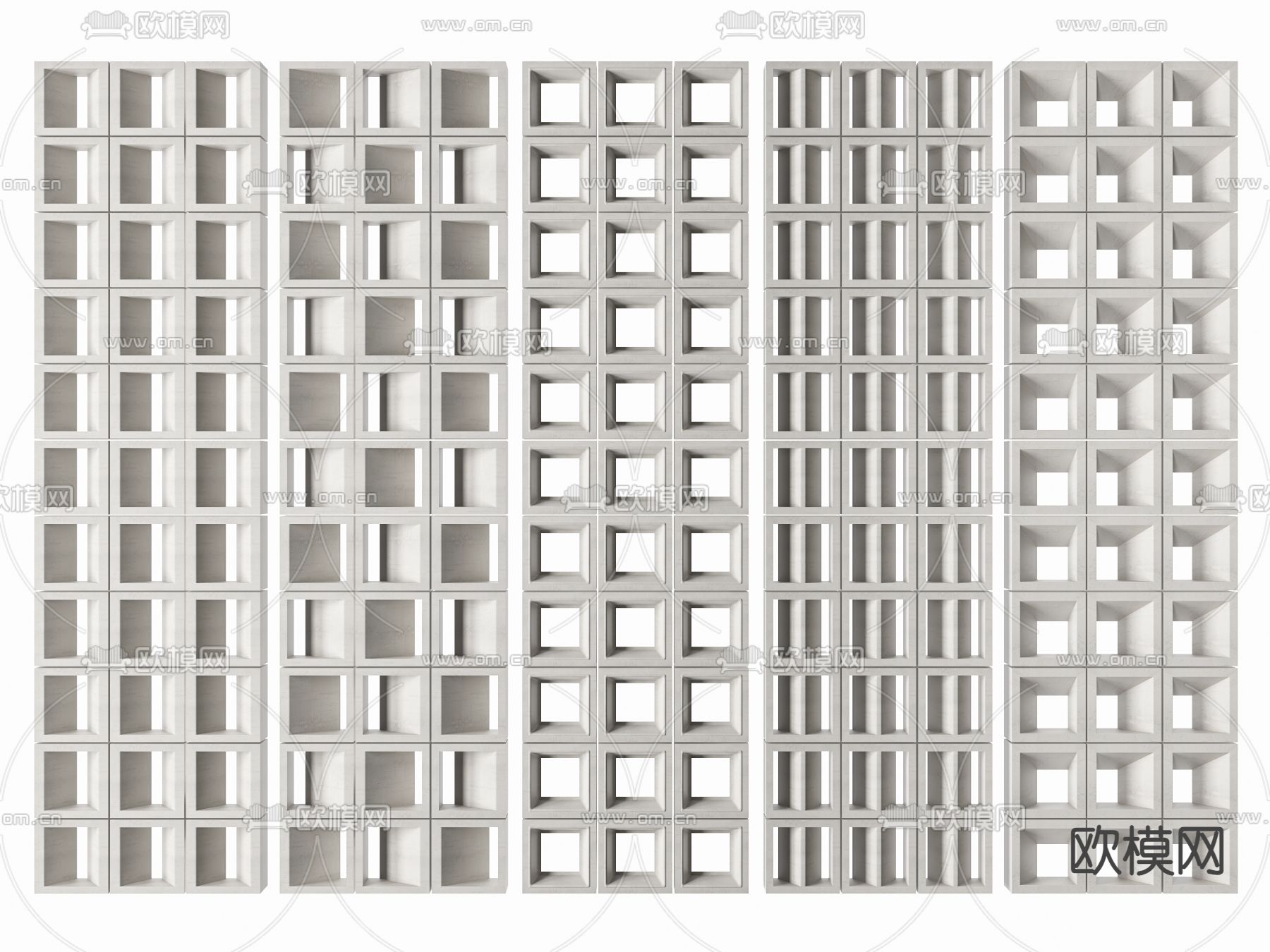 水泥砖隔断 空心砖 镂空砖3d模型下载