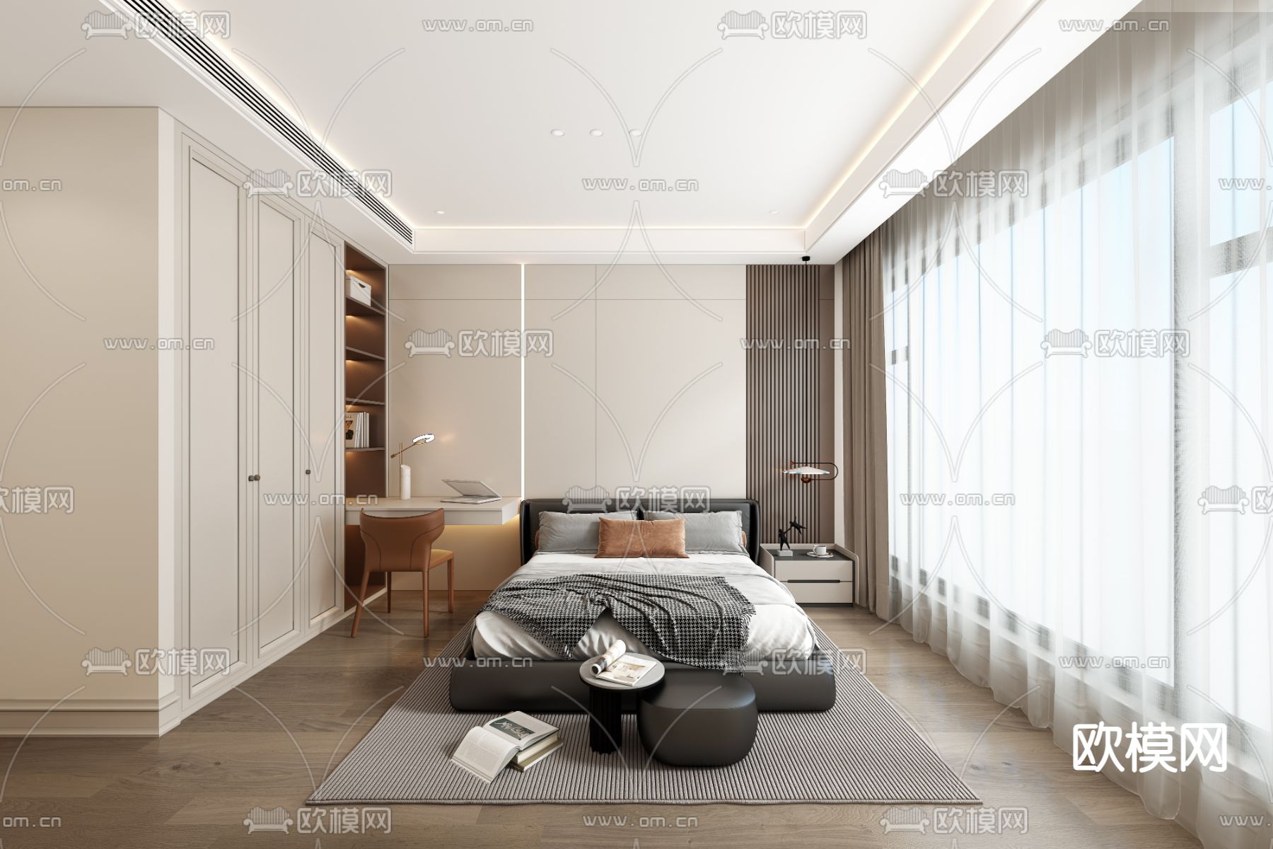 现代卧室 男孩房免费3d模型下载