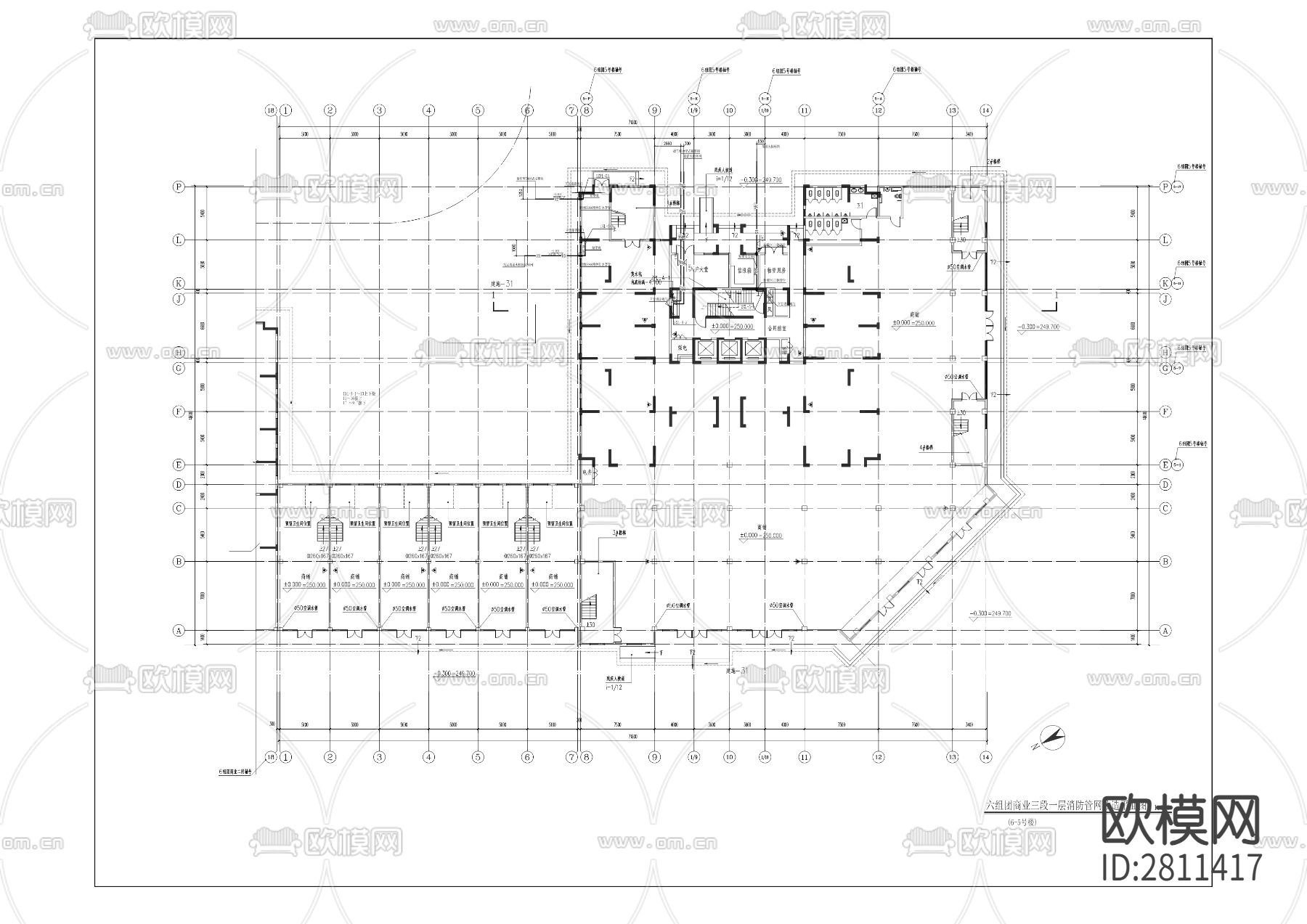 小区平层cad平面布置图下载（渲染图4）