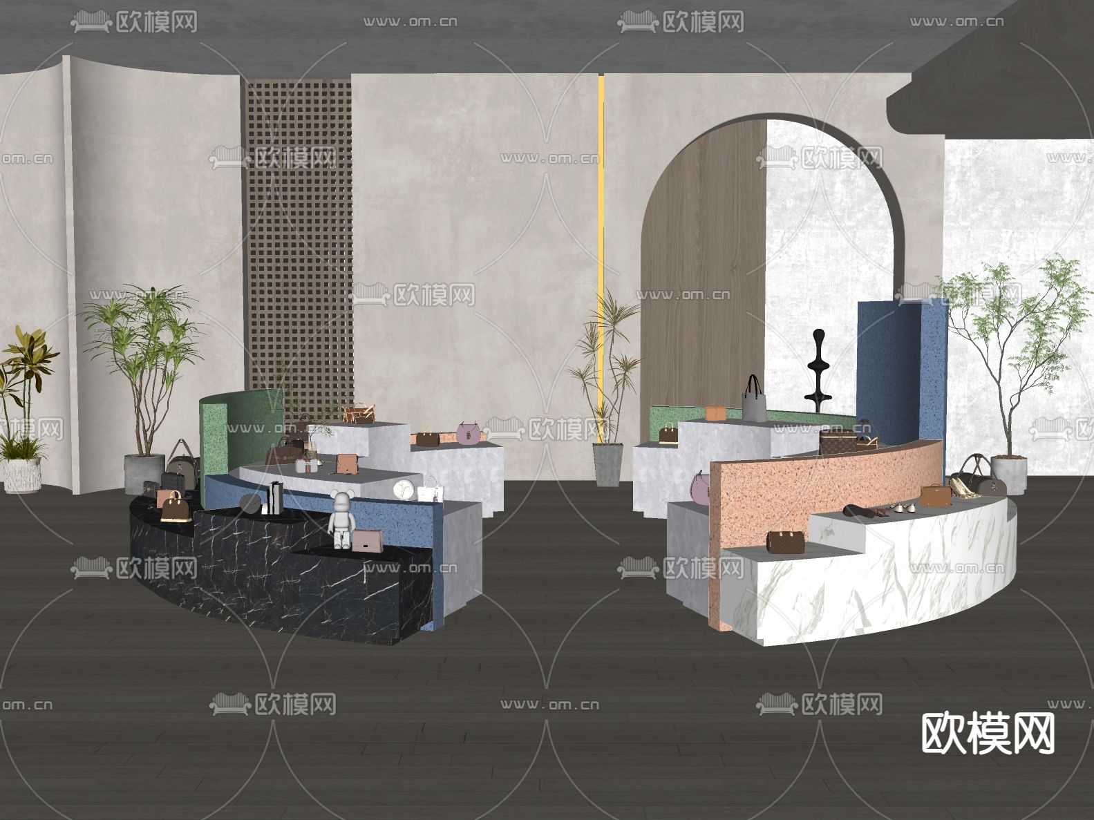 包包展台 鞋子展台 服饰展台su模型