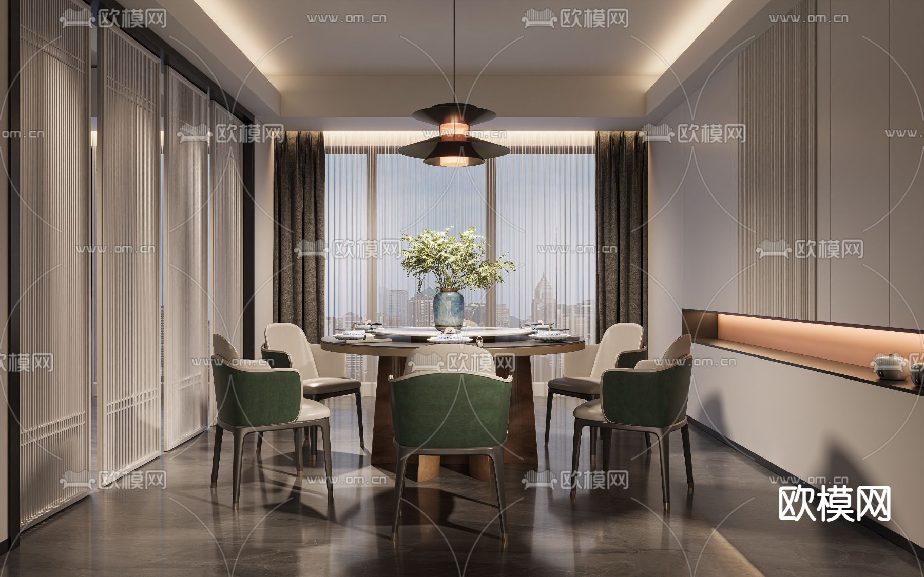 现代餐厅 包房su模型下载（渲染图1）