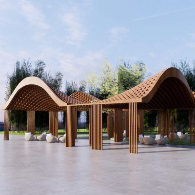 景观亭子 廊架su模型