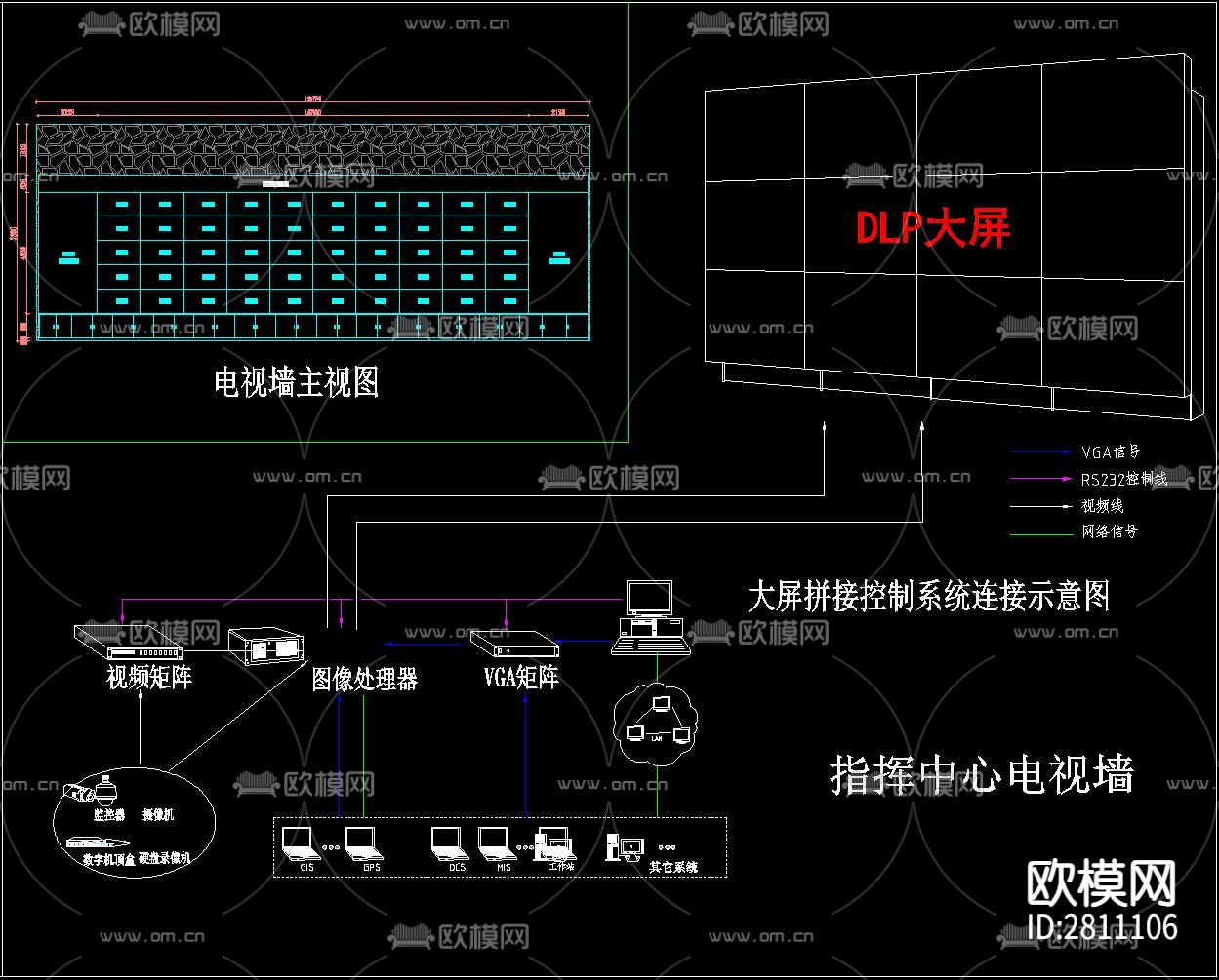 大屏拼接控制系统节点大样图下载（渲染图2）