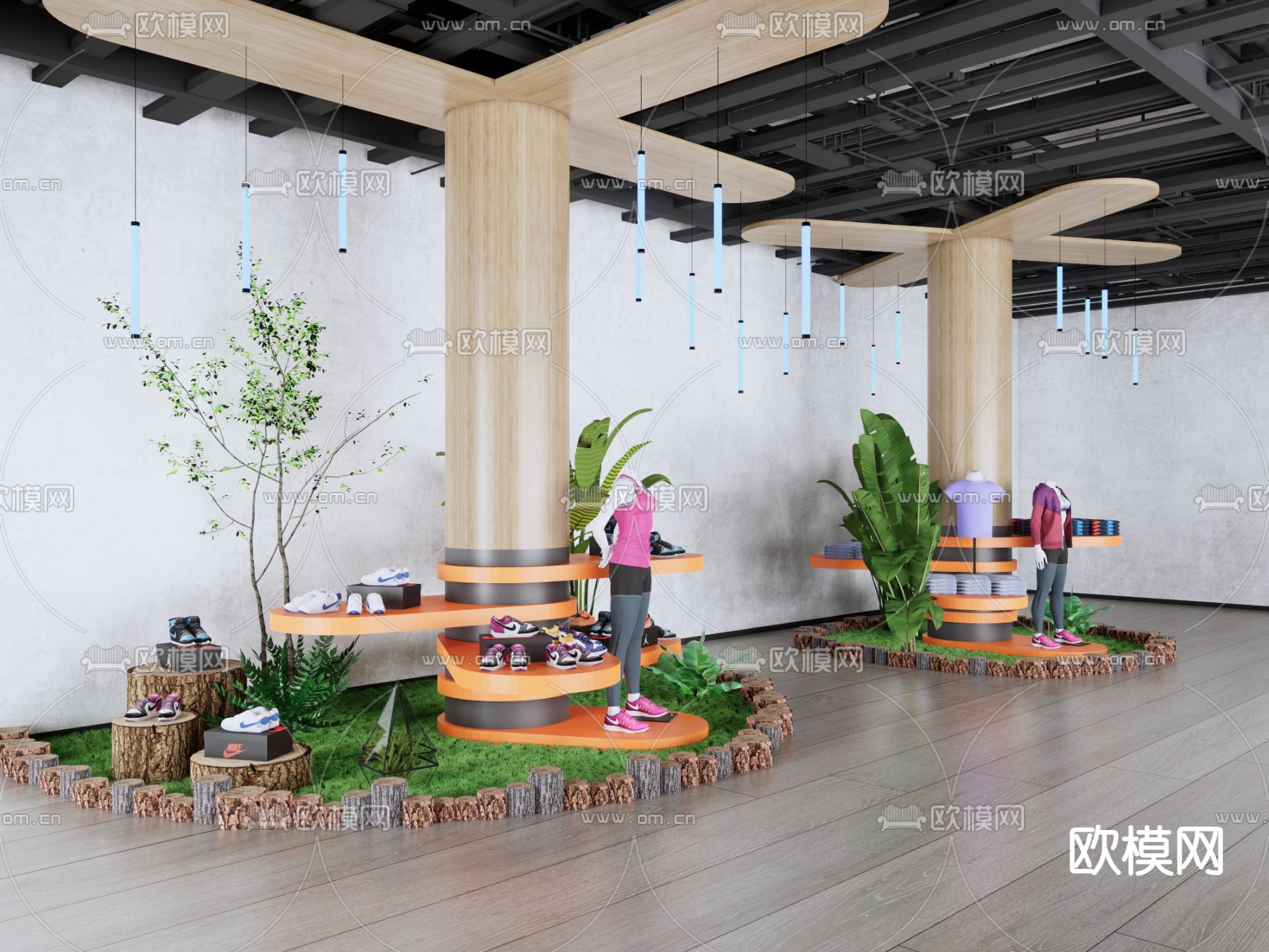 鞋子展台 展柜su模型