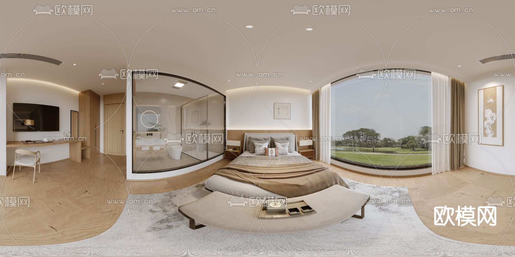 现代酒店客房vr全景免费3d模型下载_ID14245219_3dmax免费模型-欧模网