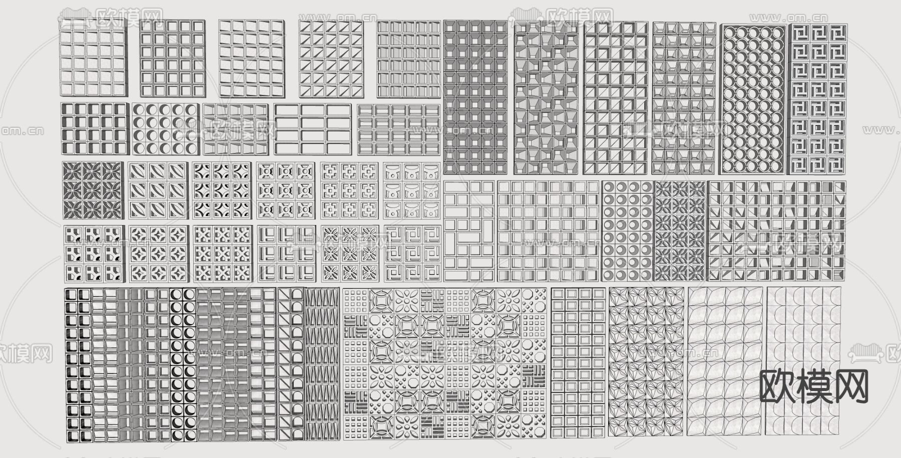 水泥砖隔断 预制砖su模型下载（渲染图1）