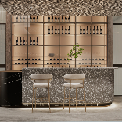  现代会所水吧台su模型 