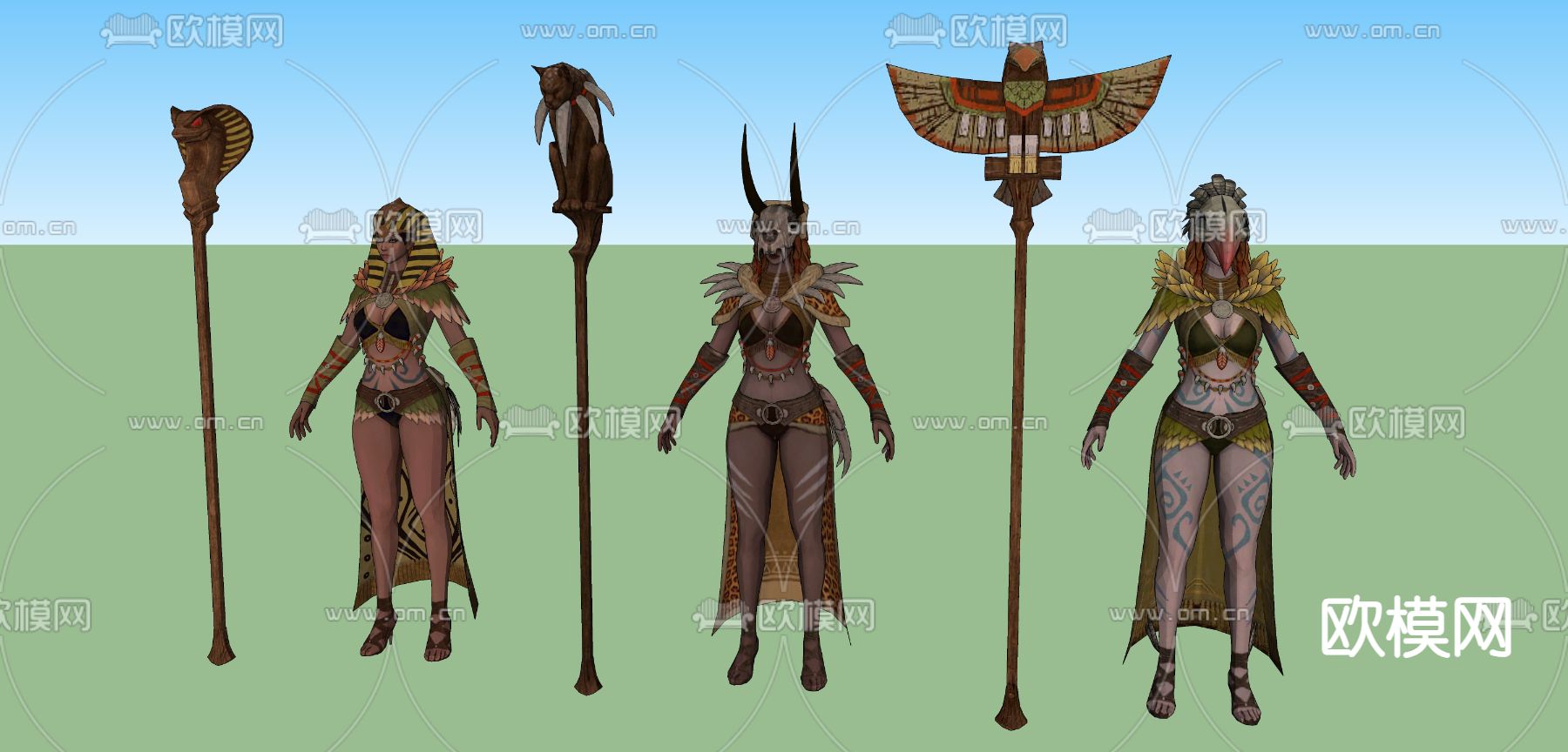 埃及神女su模型下载（渲染图2）