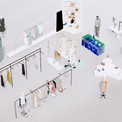 服装店展架 展台su模型