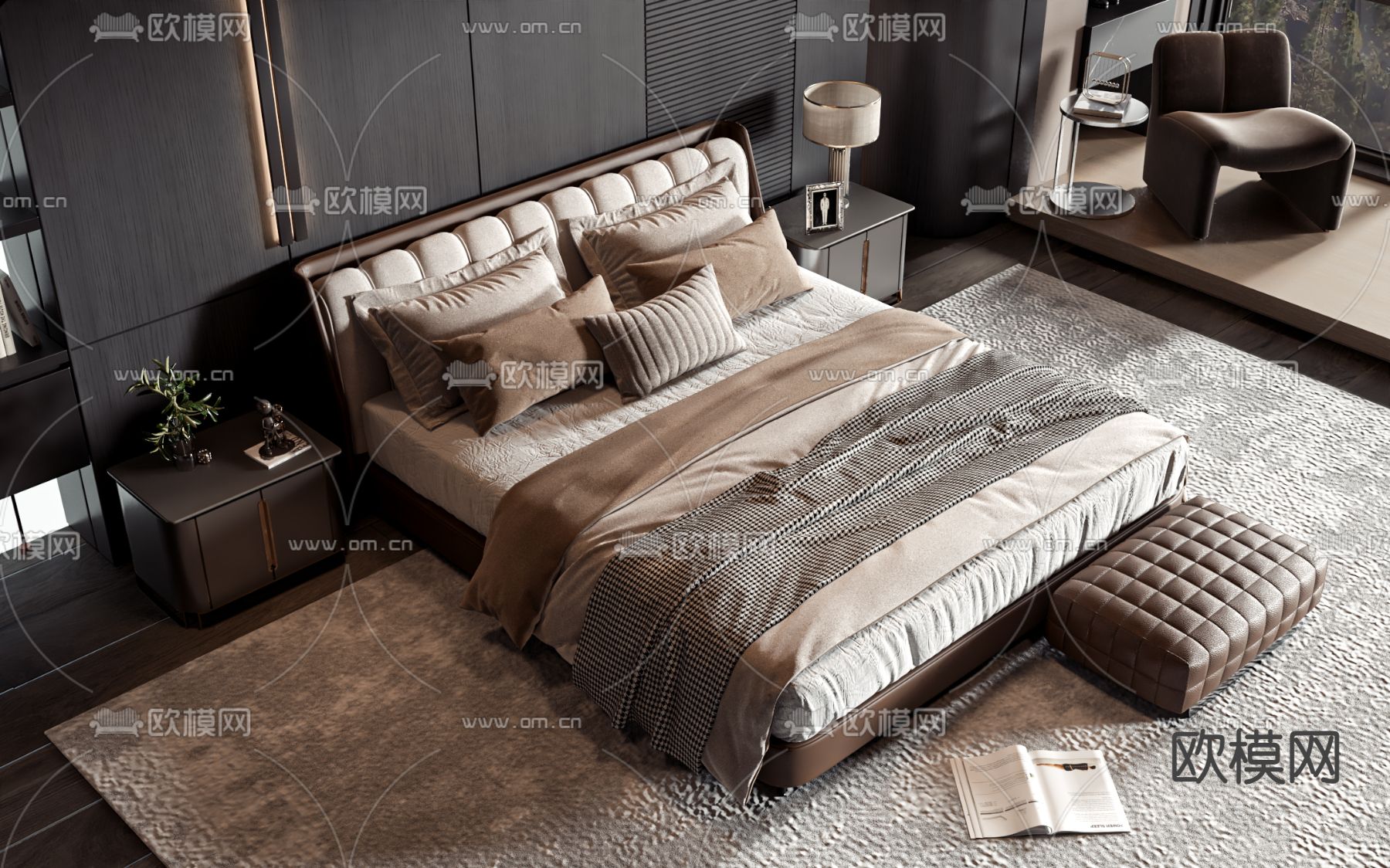 双人床3d模型下载