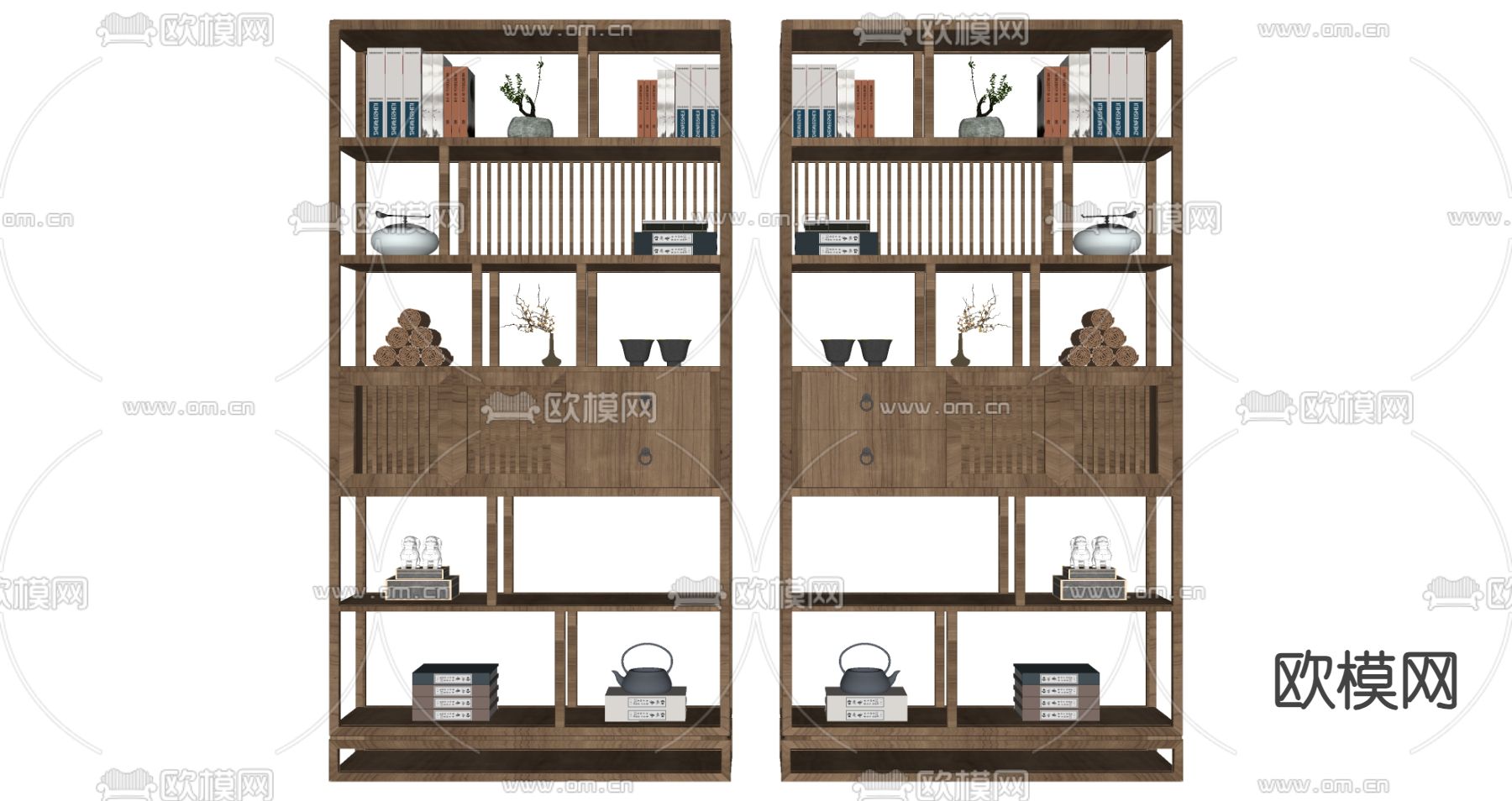 新中式博古架 装饰架su模型下载
