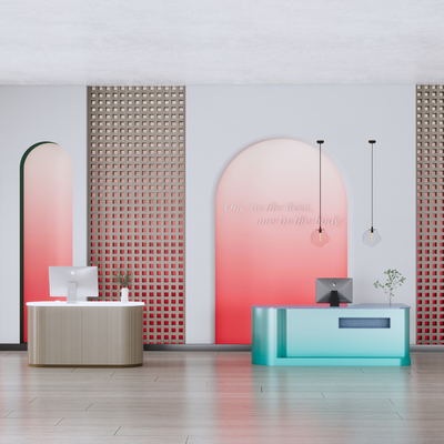 现代收银台 前台 服务台su模型