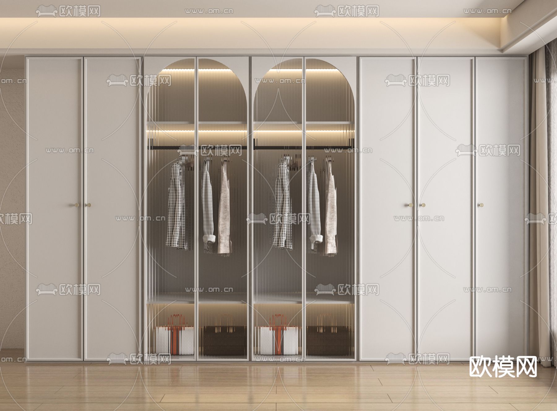 奶油风衣柜 衣橱3d模型下载