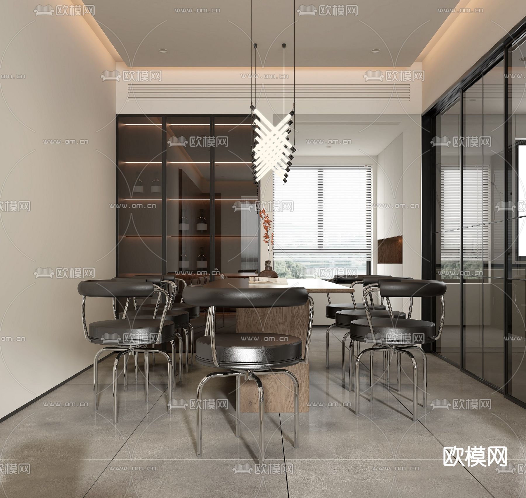 现代餐厅3d模型下载_ID14247105_3dmax免费模型-欧模网
