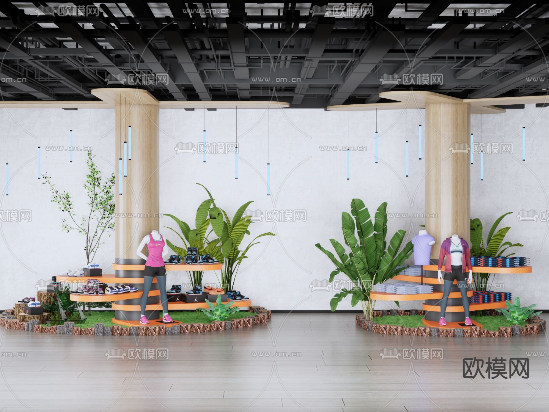 鞋子展台 展柜su模型