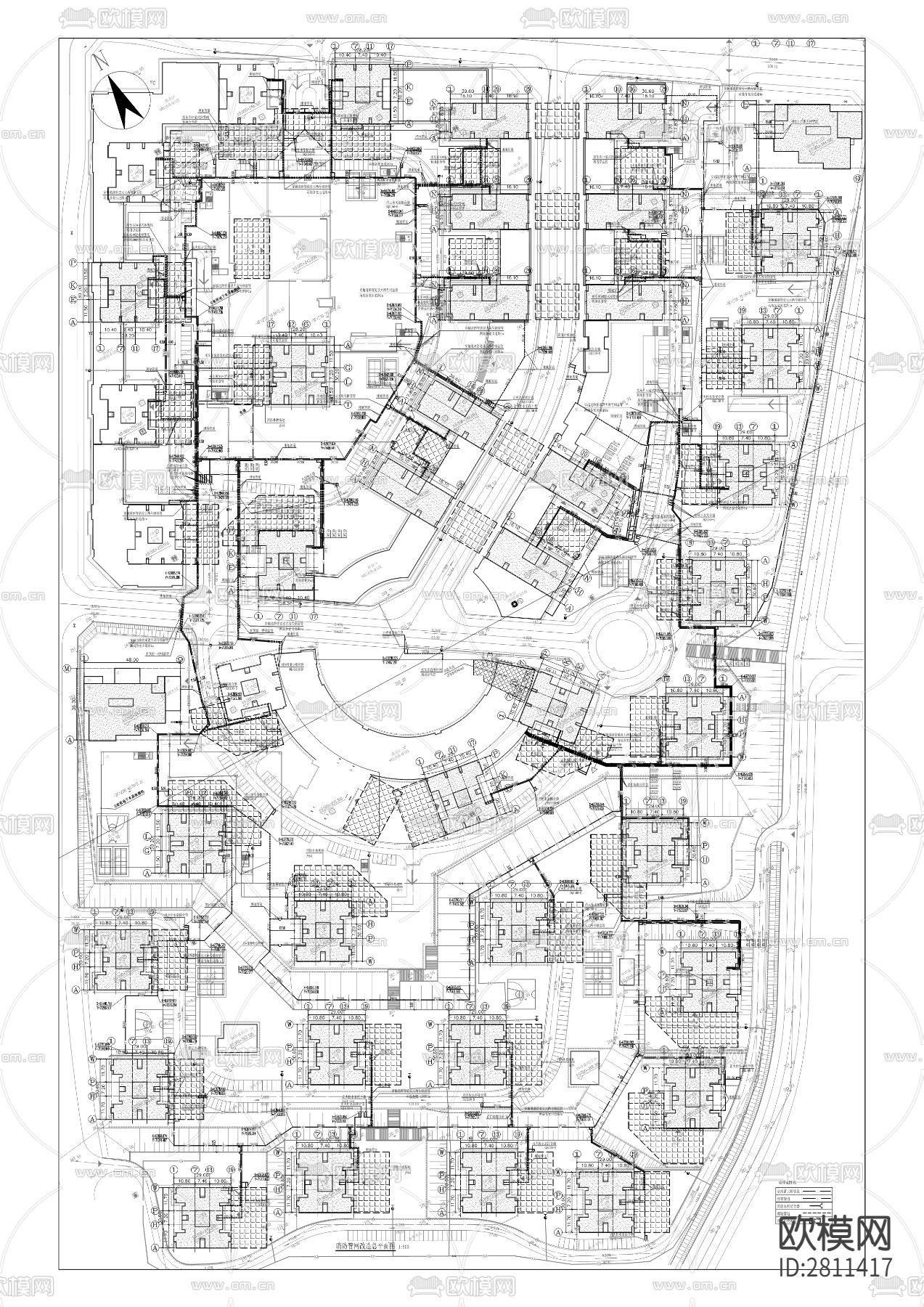 小区平层cad平面布置图下载（渲染图9）